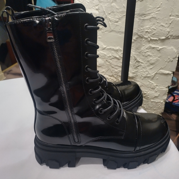 Dream Pairs Women Combat Boots Lace Up Chunky Platform Side Zip Boots. SZ 8.5 - Picture 2 of 6